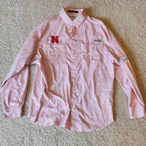 Columbia PFG Super Tamiami Men's Red Checkered Shirt - Size L